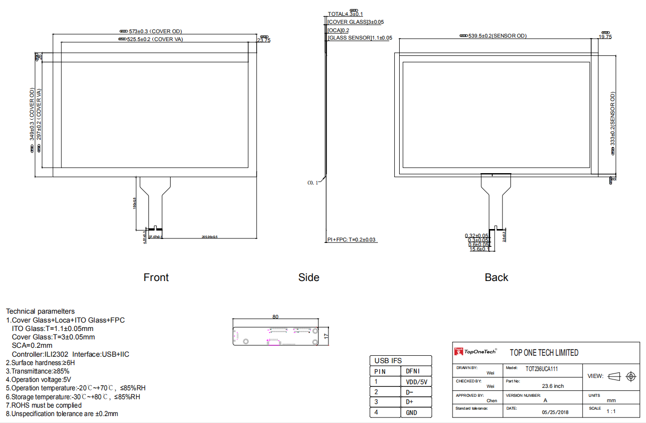 23.6 inch PCAP touch screen 3D drawing